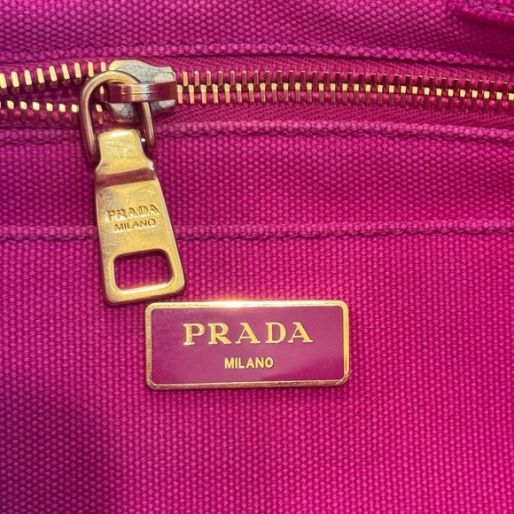 Prada Canapa Canvas Medium Tote Bag Hot Pink - Picture 11 of 15